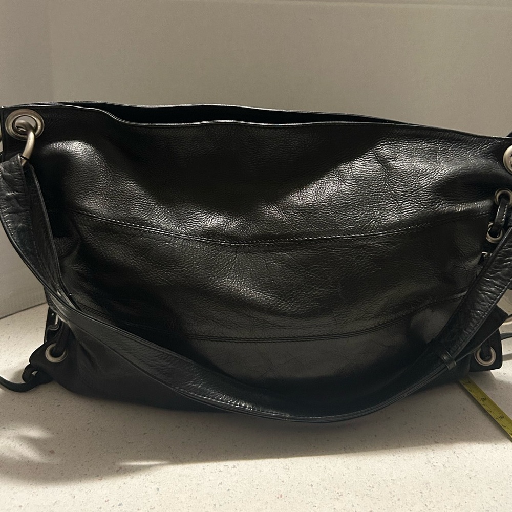 Chaos Black Leather Shoulder Bag
